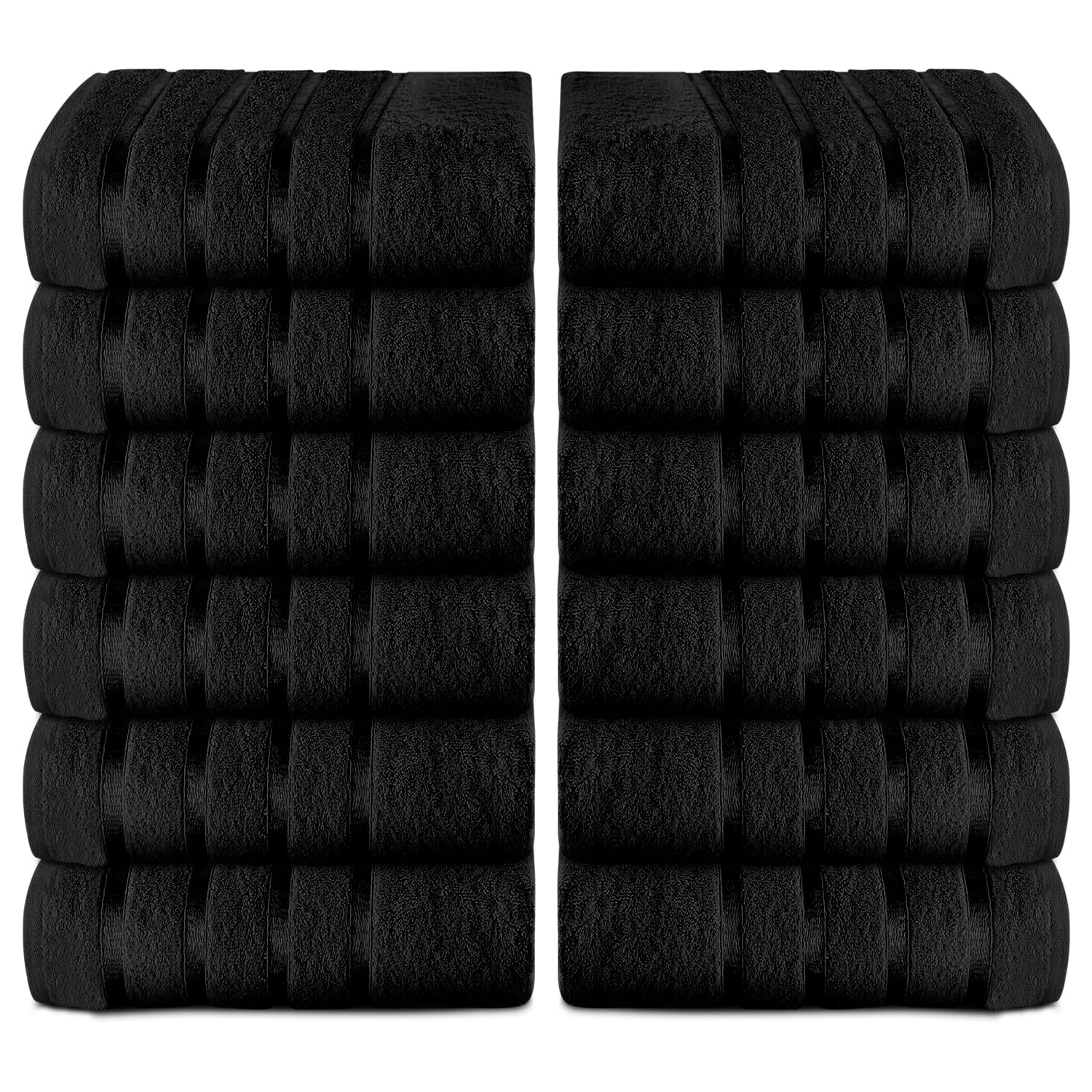 GC GAVENO CAVAILIA Premium Face Towel Set 12 Pcs - 100% Ringspun Egyptian Cotton Wash Cloths - Highly Absorbent and Quick Dry (30X30 cm) - 500 GSM Fingertip Towels - Easycare & Durable - Black