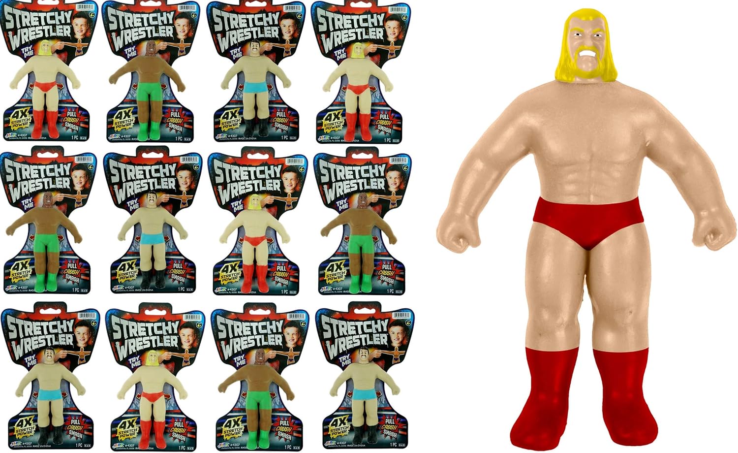 Buy Stretchy Toy Wrestler Figures Squish and Pull Toys (12 Pack Bulk ...