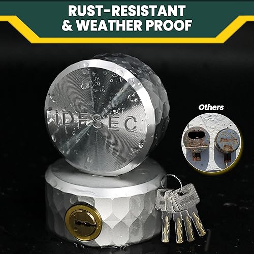 Miniatura 7 de Candado de disco de aluminio resistente, candado de alta seguridad con grillete oculto para remolques, camiones, furgonetas, contenedores y unidades