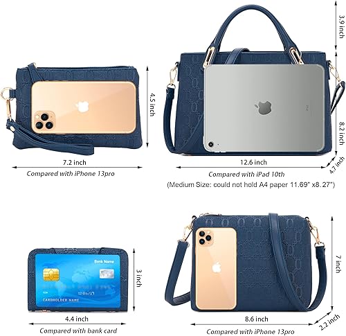 Vista 4 de Bolso de mano para mujer, a la moda, mediano, bolso cruzado con asa superior, juego de 4