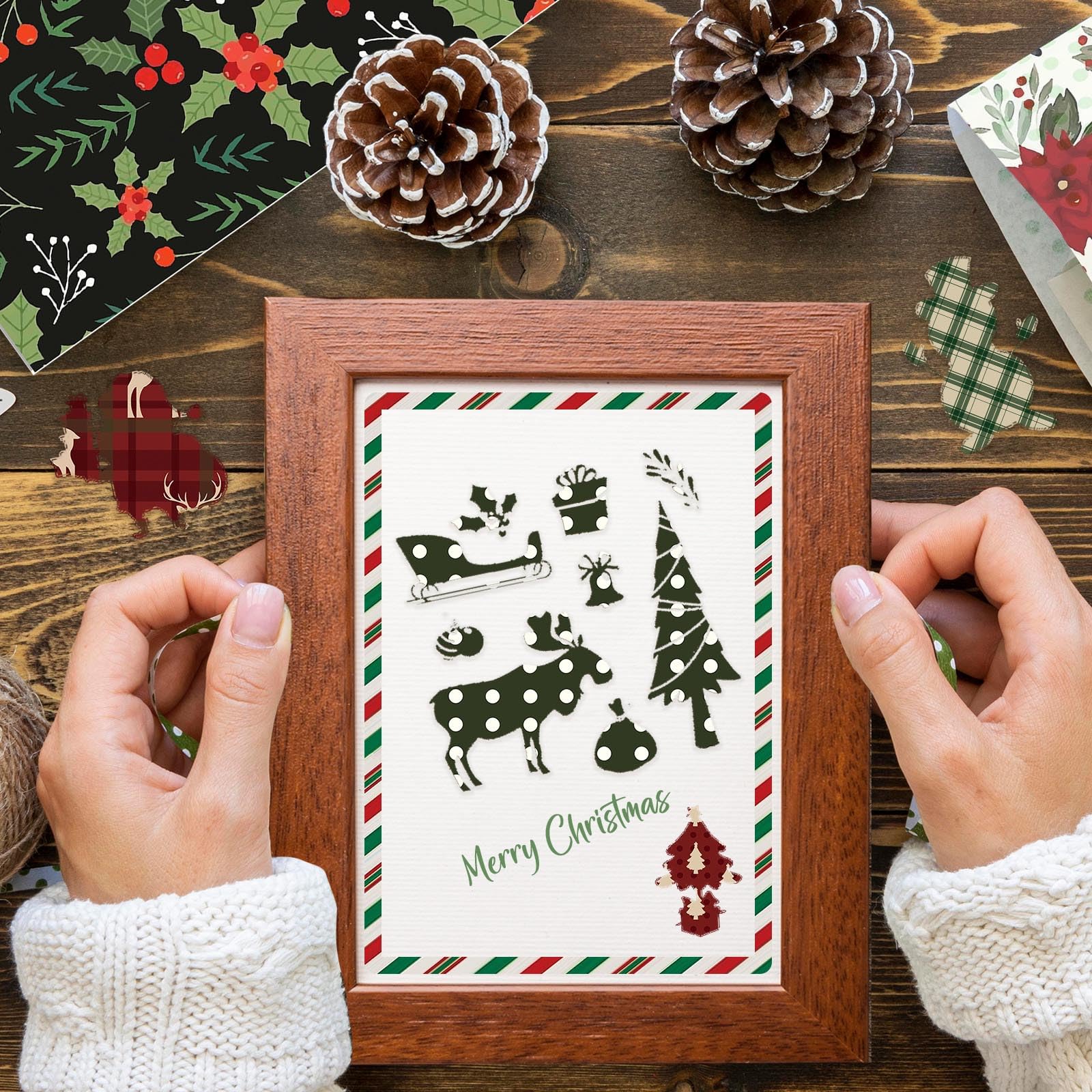Lot De 24 Feuilles De Papier à Motif De Noël - 30 X 30 Cm, 160 G/m², Noir Et Doré | 12 Designs Différents, Impression Double Face | Pour Scrapbooking, DIY, Emballage - 6