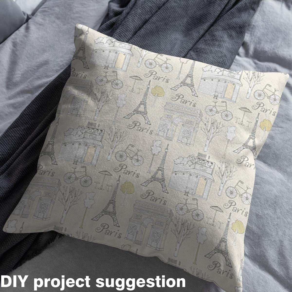 Eiffel Tower Fabric by The Yard Paris Symbol City Landmark Fabric for Upholstery and Home DIY Projects French Style Hand Drawn Bicycle Fabric for Chairs Curtains Lamp Shade,2 Yards - Image 3