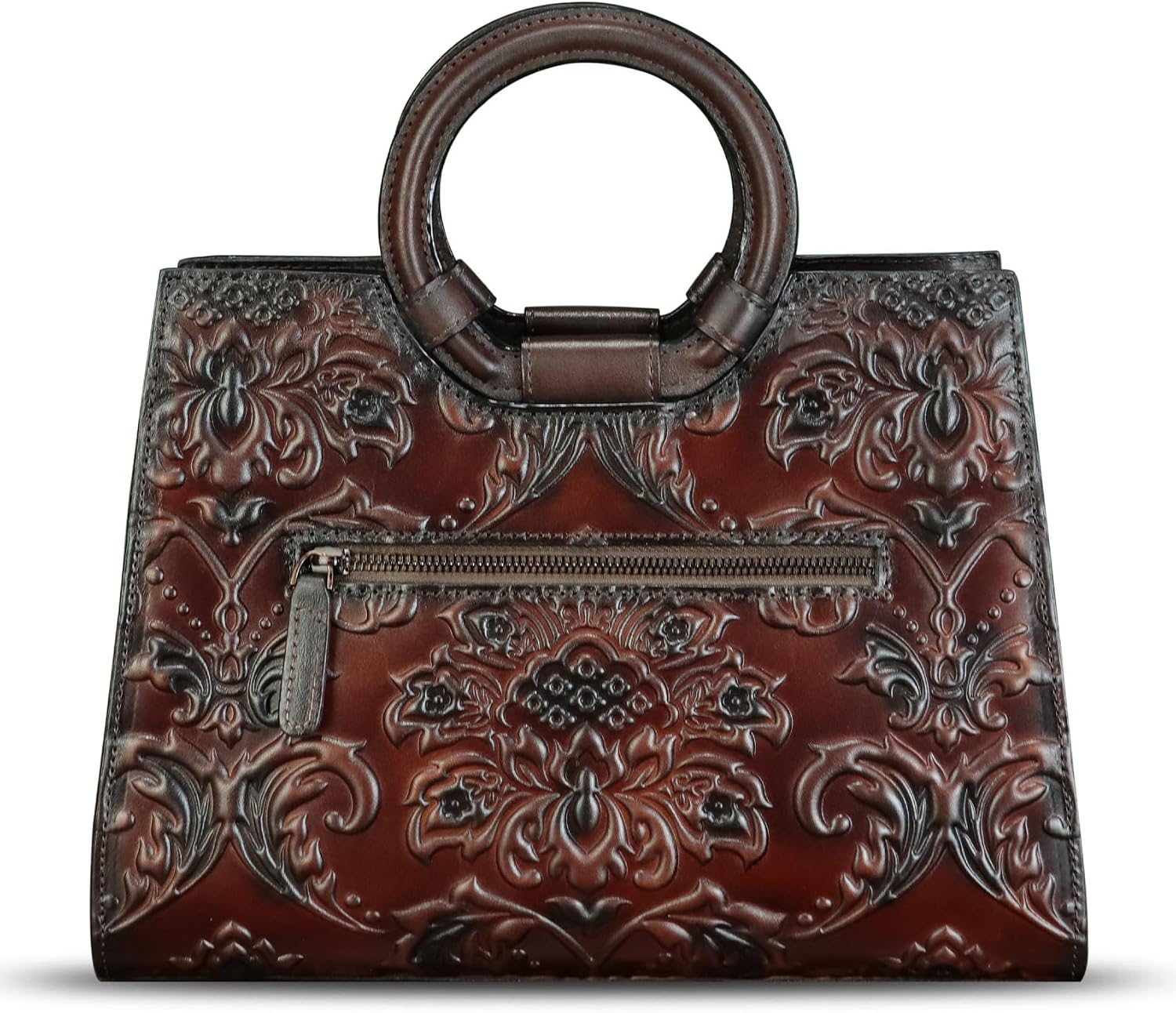 Genuine Leather Purses and Handbags for Women Vintage Embossed Leather Crossbody Shoulder Bag Satchel Top Handle Bags