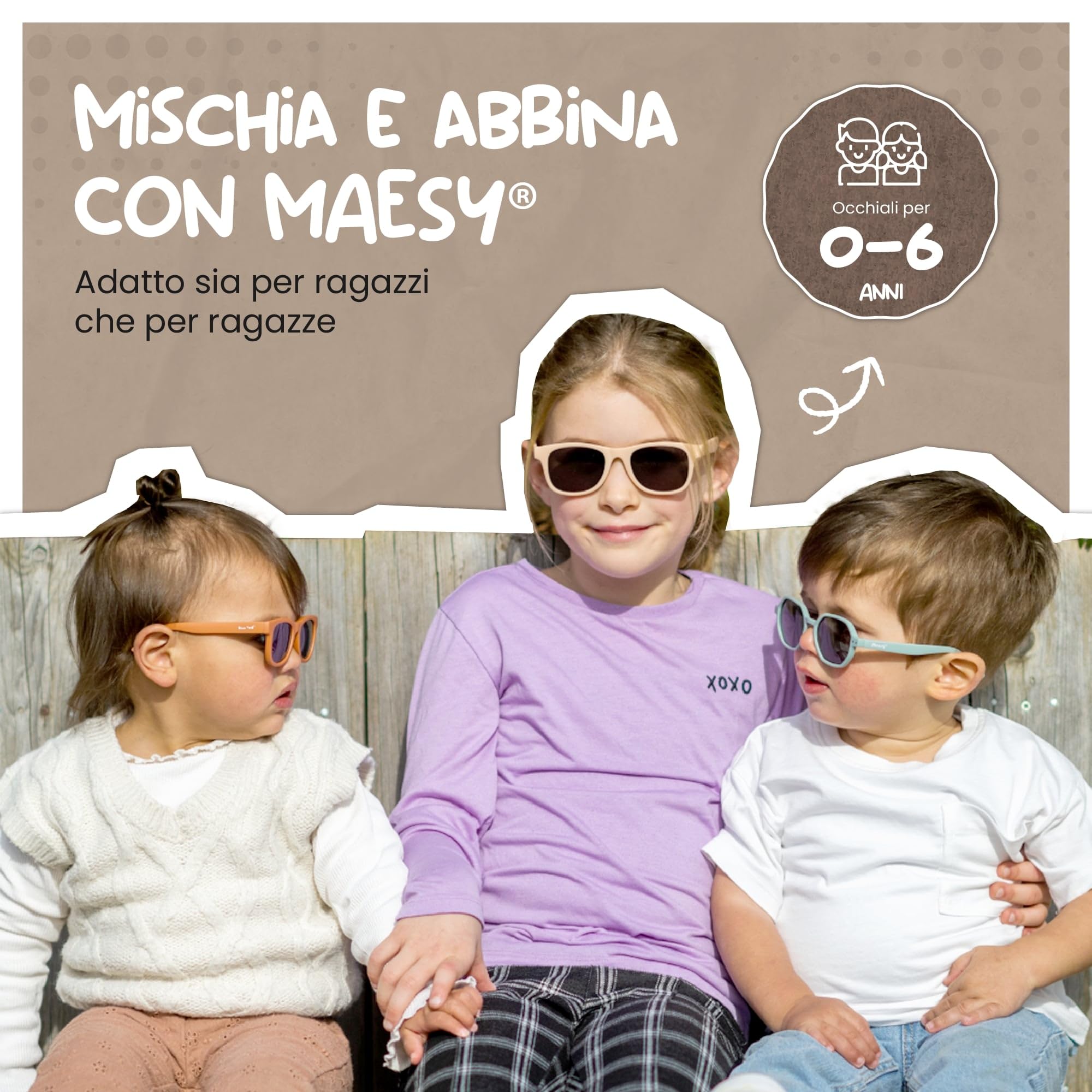 Occhiali da Sole per Bambina, 1-3 Anni, Protezione Polarizzata UV400, Montatura Flessibile e Pieghevole, Cinturino Elastico Regolabile, Occhiali da Sole Sicuri e Comodi per Bambino, Bowi