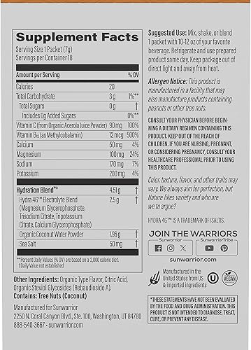 Miniatura 9 de Sunwarrior Electrolitos en polvo Vitamina B12 Real Salt Coco Agua Deportes Nutrición Keto Friendly Water Enhancer Hydration Packet  Polvo de