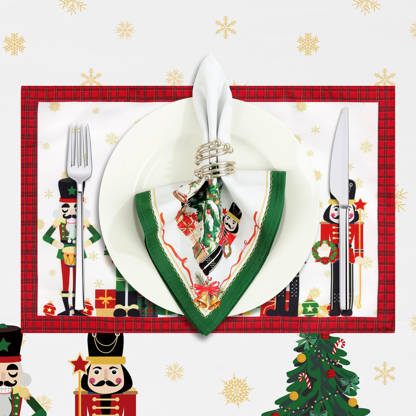 Servietten Weihnachten Blumen Rot – 6er-Set Stoffservietten 100% Baumwolle, 45 X 45 Cm, Wiederverwendbar Für Festtafel