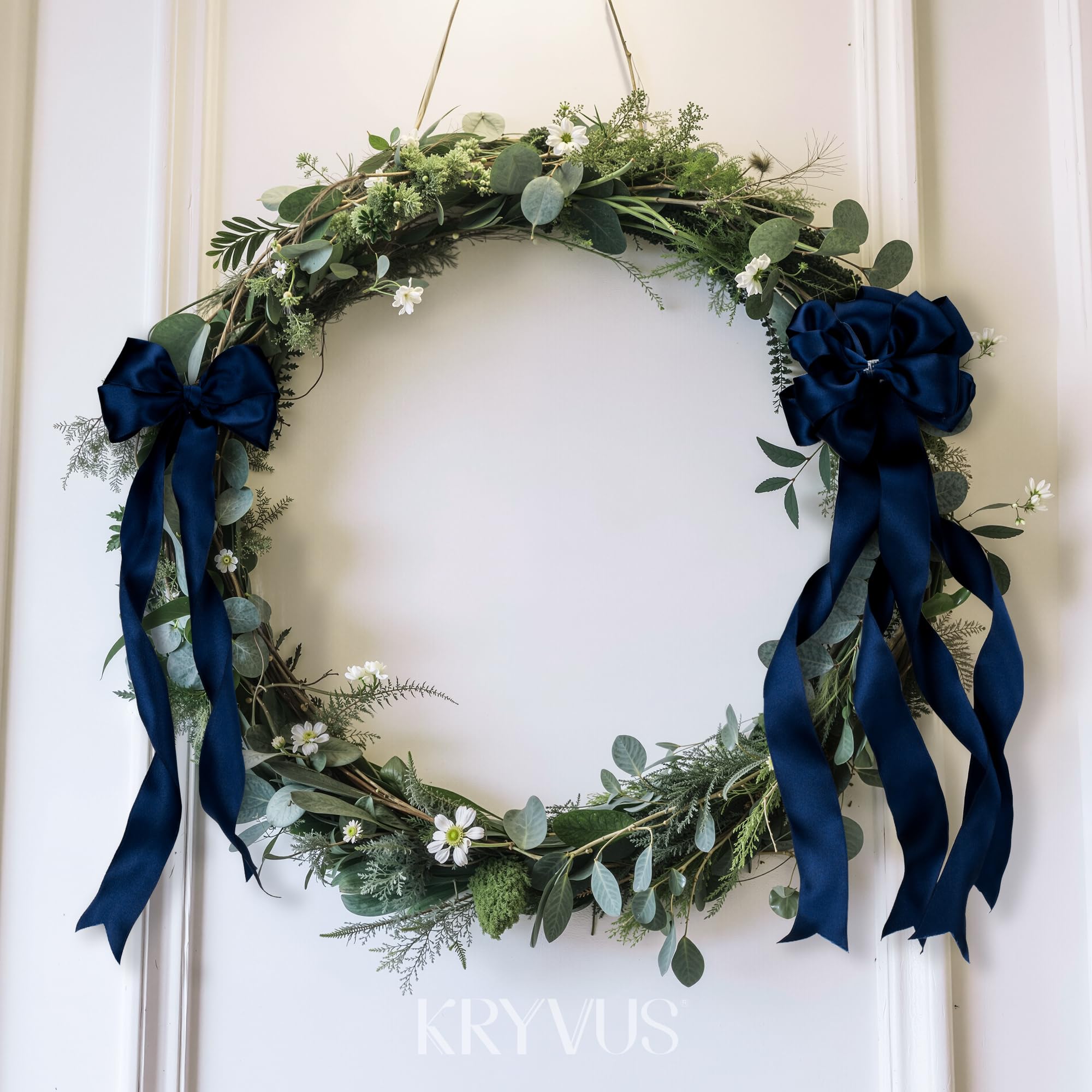 Kryvus Navy Blue Satin Wired Ribbon, 38mm X Continuous 9M Luxury Double Faced Satin Wire Edge Ribbon for Gift Wrapping, Wreaths, Flower Bouquet, Wedding Decorations, Home Decor - Image 3