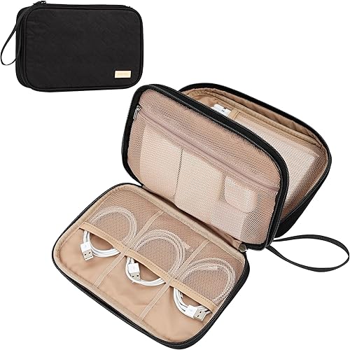 Miniatura 20 de NISHEL Estuche Organizador de Cables de Viaje, Estuche Electrónico Tecnológico de Doble Capa, Artículos Esenciales de Viaje para Cargador, Cable,