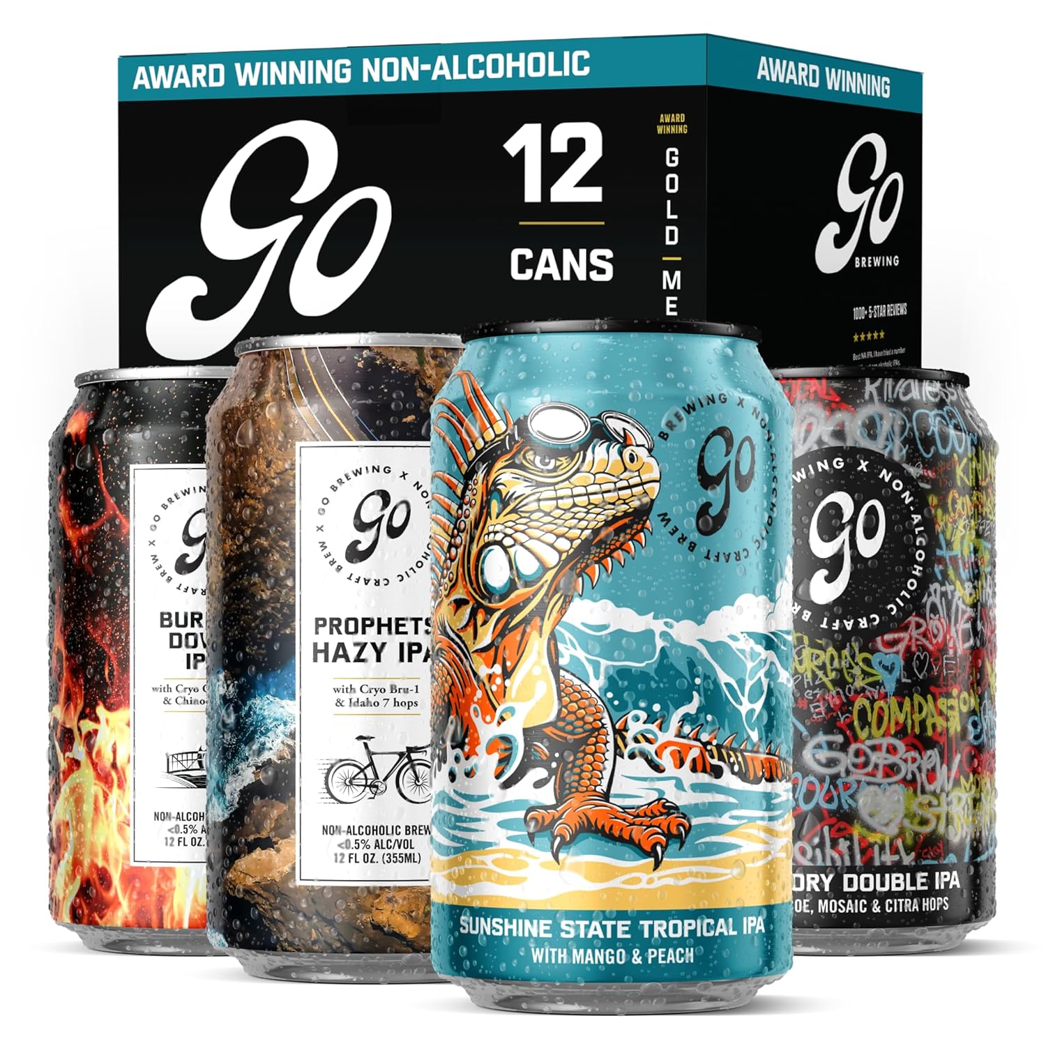 Go Brewing IPA 24 Mixed Pack (Non-Alcoholic) - Sunshine State, Prophets, Burn it Down, Not Just Another Story