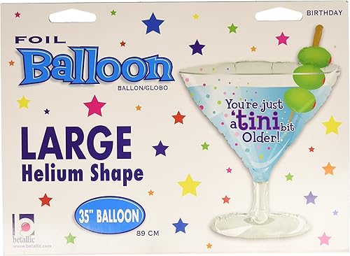 Tini Bit - Vaso de Martini con globo de Mylar de 35 pulgadas con aceitunas