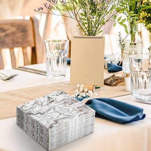 Miniatura 5 de AnyDesign Paquete de 100 servilletas de papel de mármol, desechables, elegantes, color gris y dorado, para fiestas, servilletas de mano de lujo para
