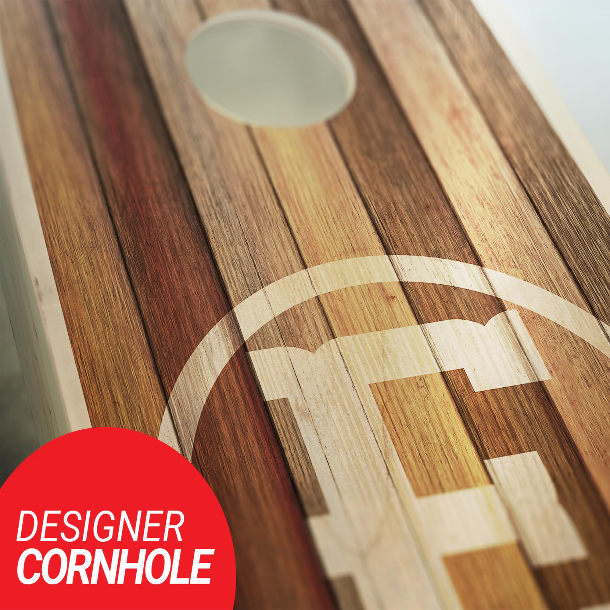 Skip's Garage Custom Barnwood Monogram Cornhole Set - Letter U + Corn Filled Bags - Include Carry Case