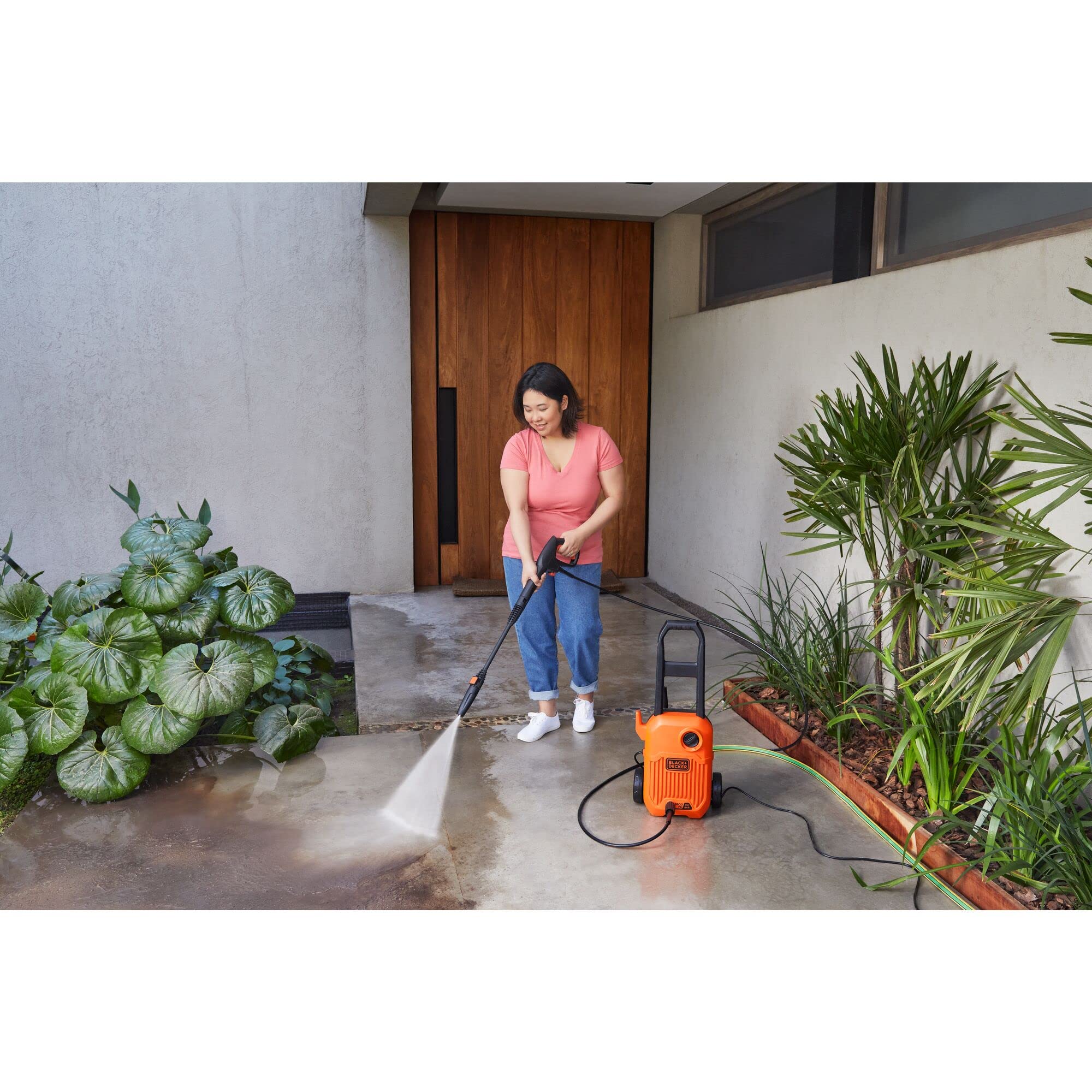 Hidrolimpiadora con cable 1300W 110 bar/1600 psi con ruedas y asa larga