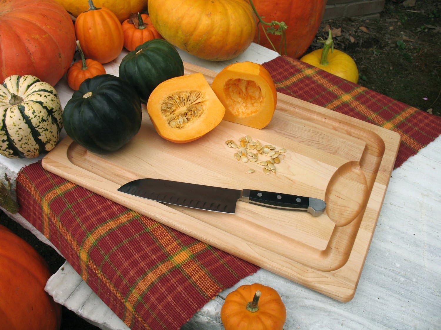 J.K. Adams 20-Inch-by-14-Inch Maple Wood Farmhouse Carving Board with Juice Groove, Brown 14"L x 20"W