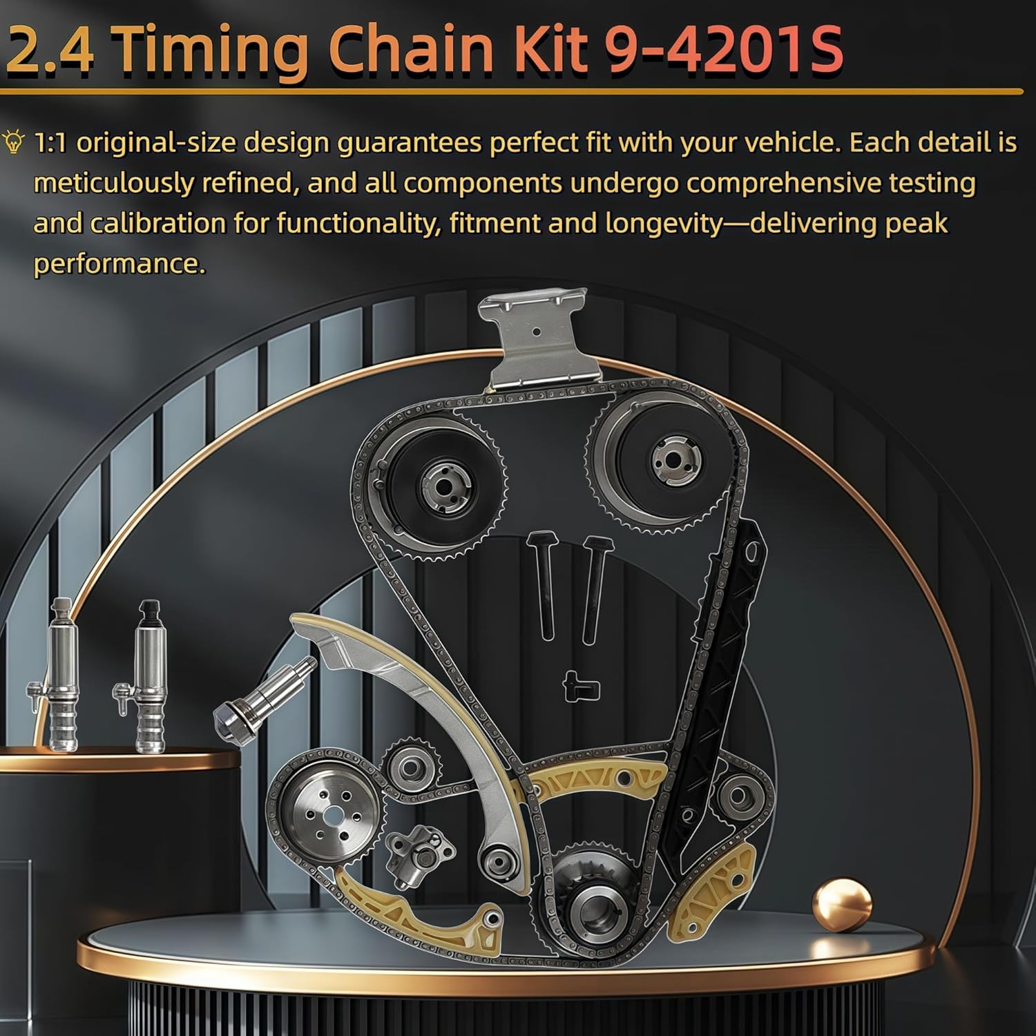 2.4L Timing Chain Kit w/VVT Gea & Head Gasket Set & Bearing Set & Oil/Water Pumps Fit For Buick Regal Verano LaCrosse Chevy Equinox Malibu GMC Terrain Pontiac G5 2.2L 2.4L Ecotec 9-4201S HS26517PT