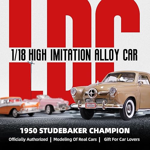 Miniatura 2 de Studebaker Champion 1950 - Modelo de metal fundido a presión a escala 118, autos clásicos de aleación vintage con vitrina, con puertas abiertas, el