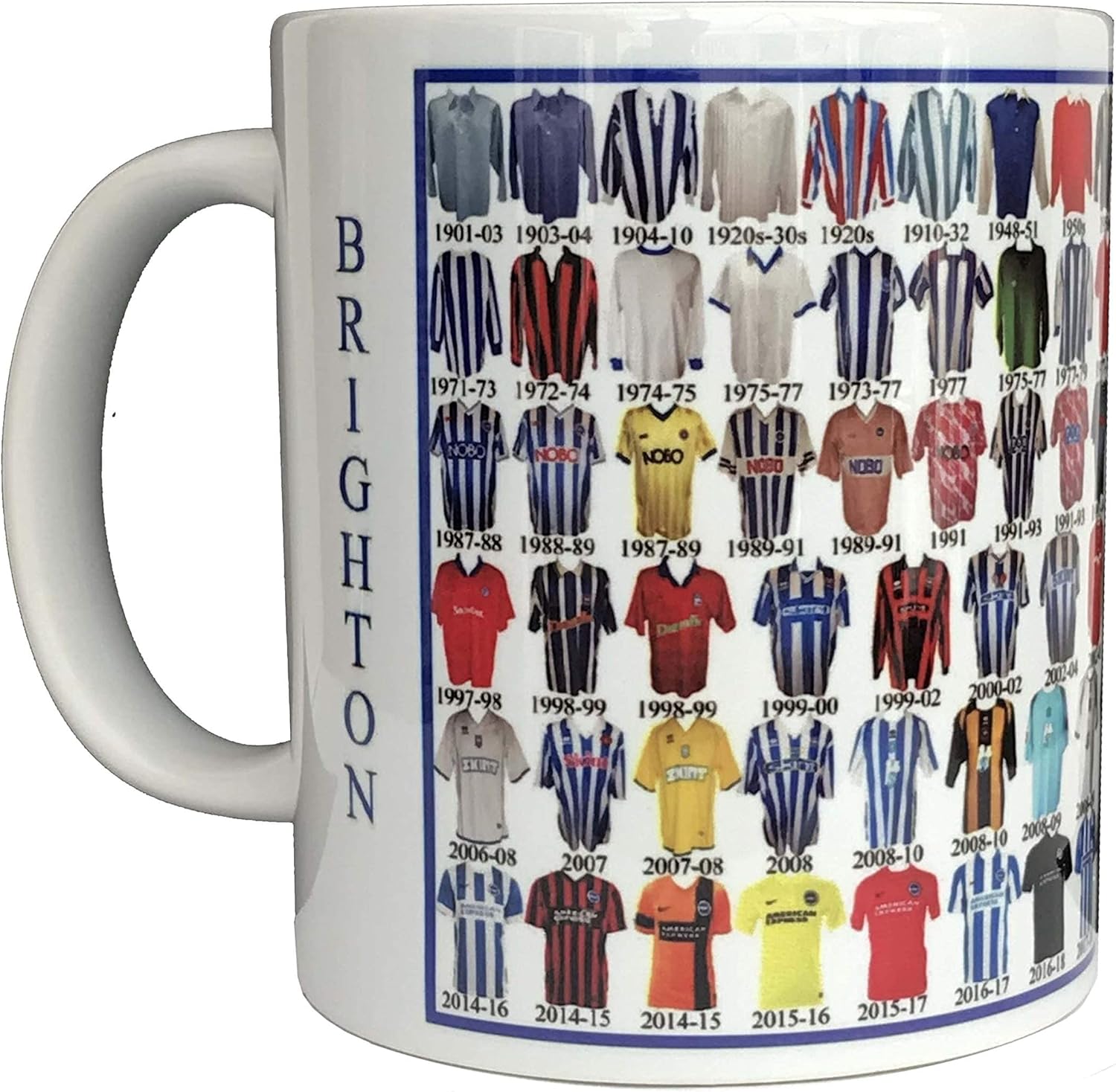 Brighton Shirt History Ceramic Mug - Football Shirts Through The Ages 