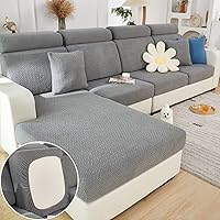Disayu Stretch Sofa Covers Pet Friendly - Washable Couch Cushion Slipcovers for Sectional Sofas, Texture Gray Large Single Seat