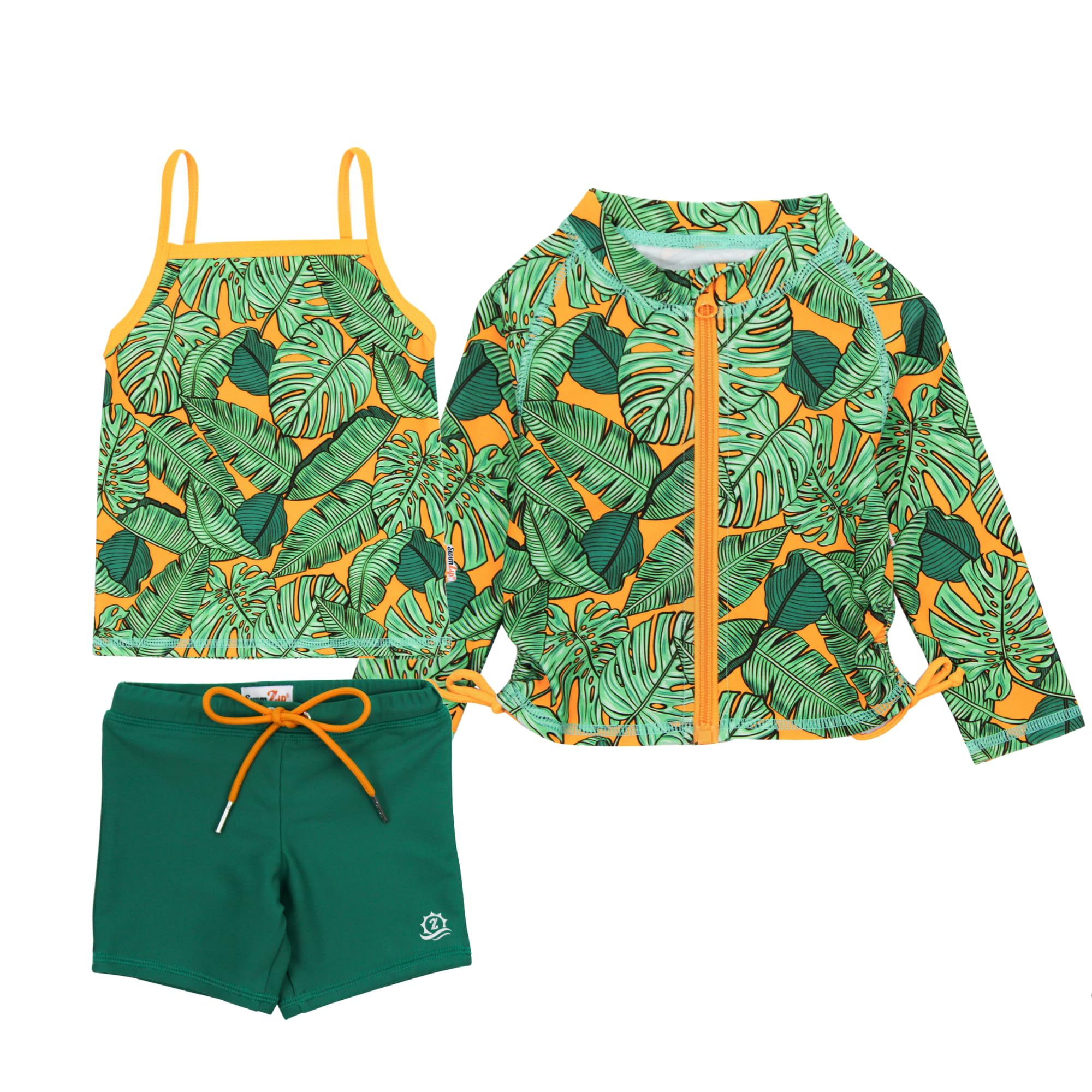 SwimZip Girls' 3-Piece Rash Guard Swimsuit Long Sleeve UPF 50+ Bathing Suit