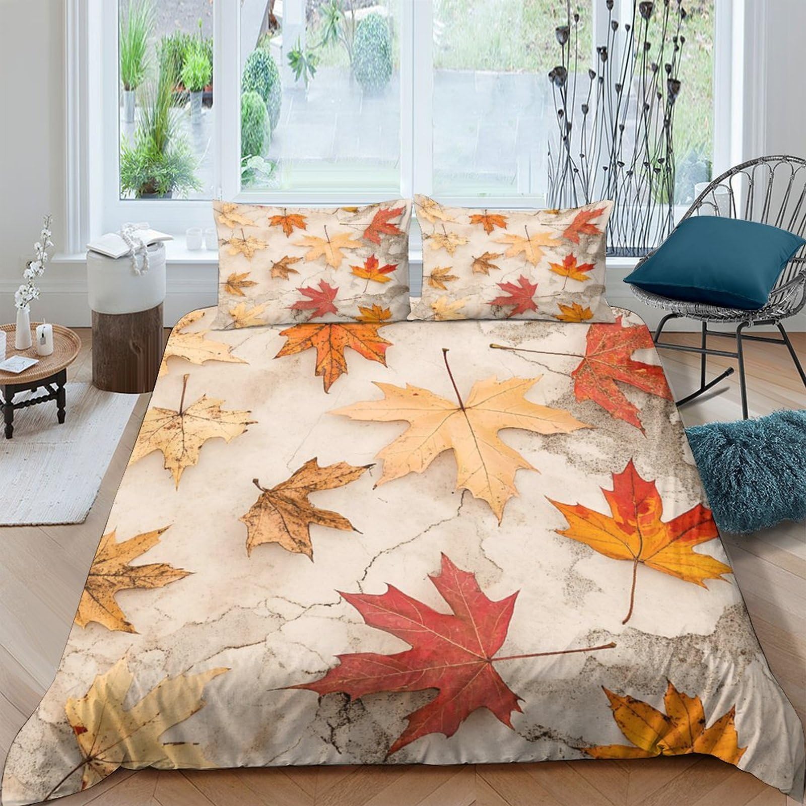 GPLZQXKJNH 3D Printed Cherry Blossom Duvet Cover Microfiber Soft Breathable Sakura Quilt Cover Set with 2 Pillowcases for Bedroom Decoration Single（135x200cm）