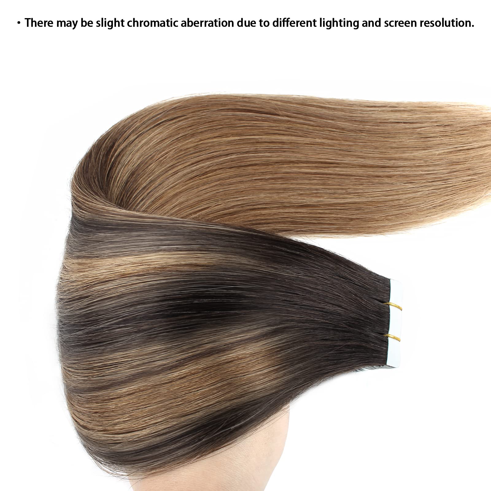 ABH AMAZINGBEAUTY HAIR Sun-kissed Human Hair Tape Extensions Balayage Double Sided Real Remy Human Hair Skin Weft, 50g 20pcs - Image 4