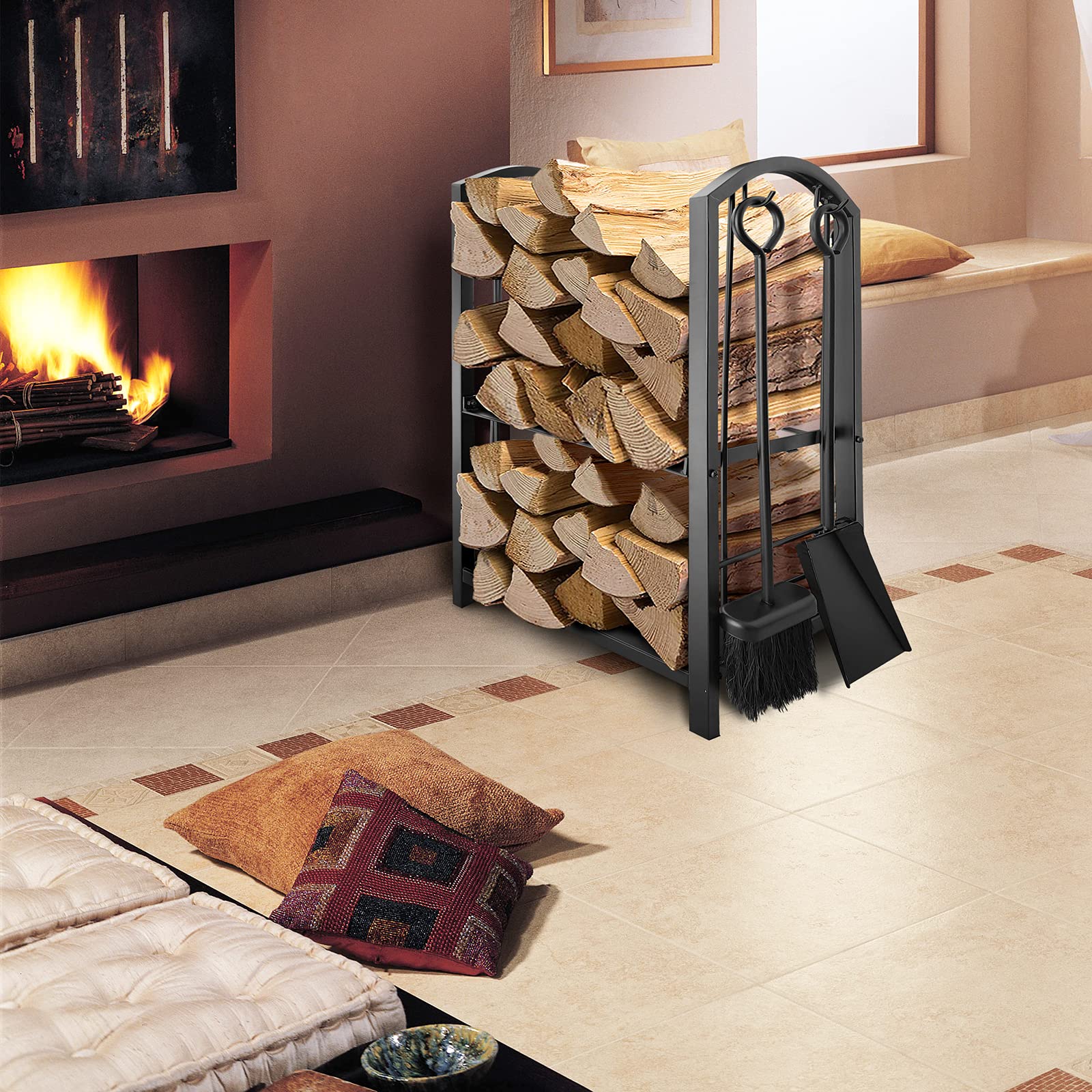 Buy Amagabeli Firewood Rack Fireplace Tool Rack Indoor Wood Holders