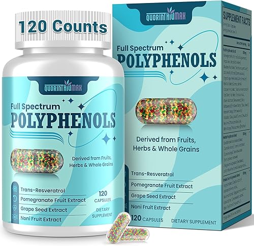 (120 Count) Polyphenols Supplement 1500mg – Over 20 Fruit, Herbal & Cereal Full Spectrum Polyphenol Complex with Resveratrol, Grape Seed & Green Tea – Tri-Color MicroBeadlets – Powerful Antioxidant