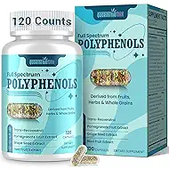 (120 Count) Polyphenols Supplement 1500mg – Over 20 Fruit, Herbal & Cereal Full Spectrum Polyphenol Complex with Resveratrol, Grape Seed & Green Tea – Tri-Color MicroBeadlets – Powerful Antioxidant