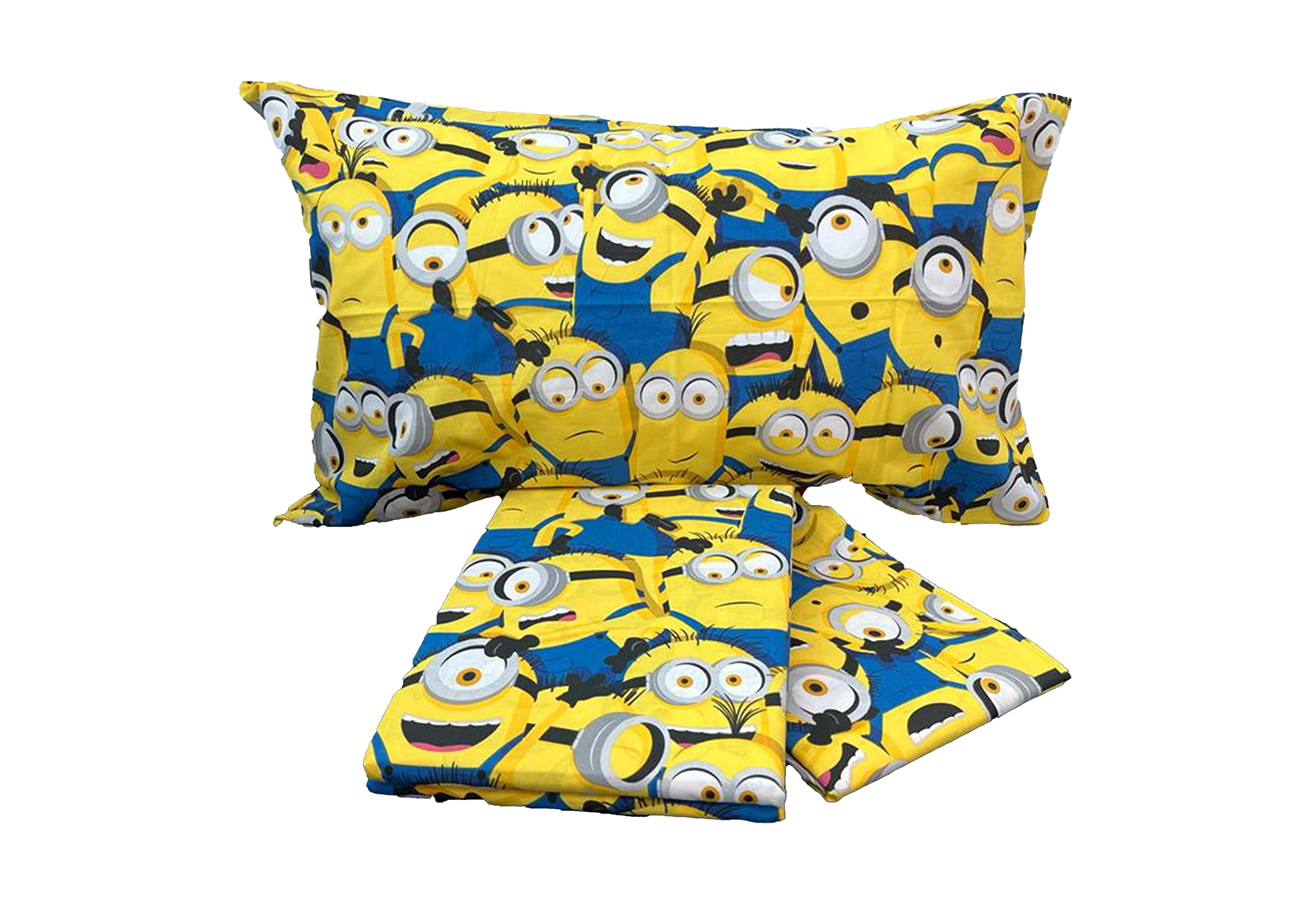 hermet Minions - Juego de sábanas para Cama Individual de una Plaza, sábana encimera, sábana Bajera con Esquinas, Funda de Almohada, 100% algodón, Producto Oficial