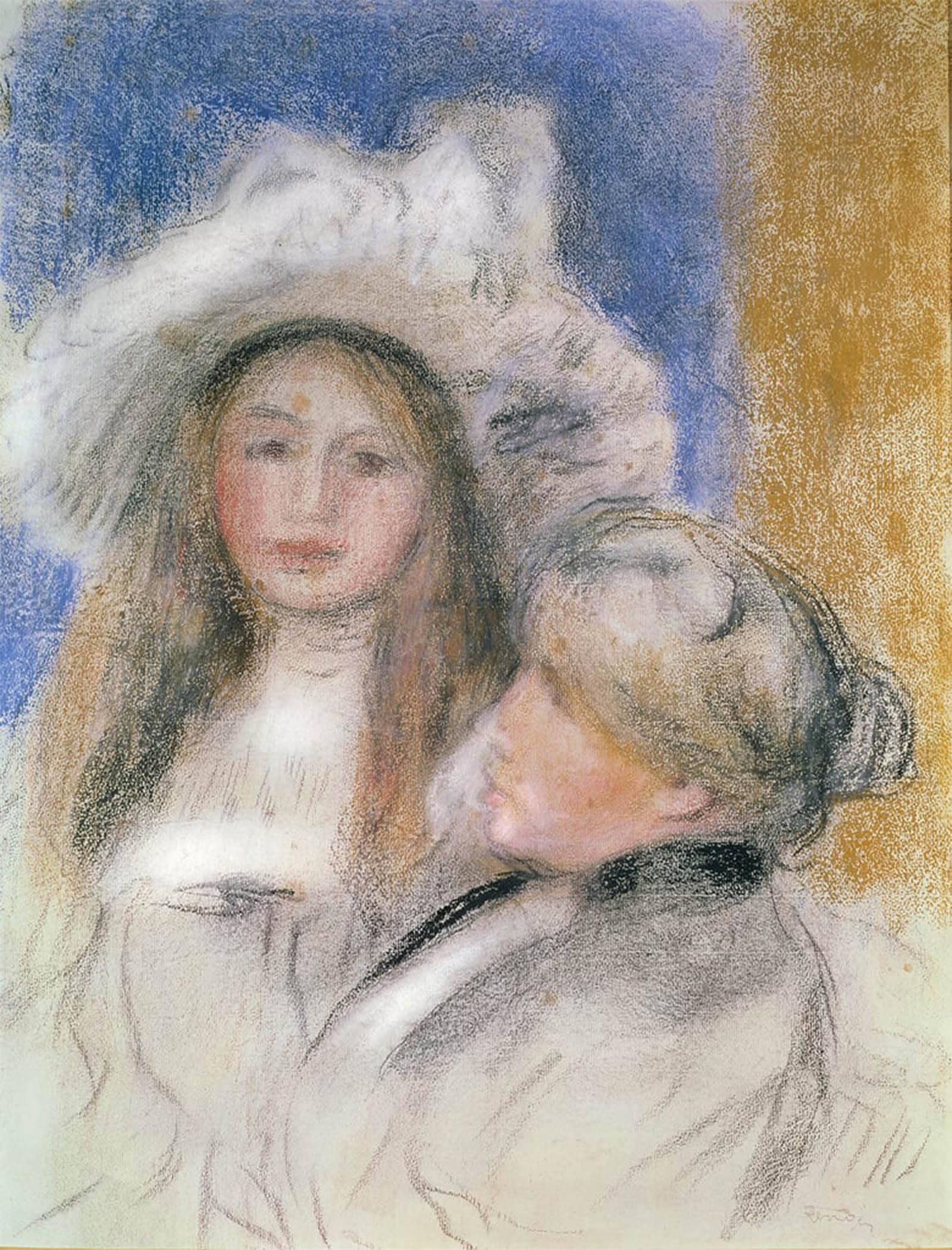 HRJUBWREE Retro Picture Art Painting Wall Poster Berthe Morisot and Her Daughter by Pierre Auguste Renoir Vintage Art Print for Office Decor 60x90cm