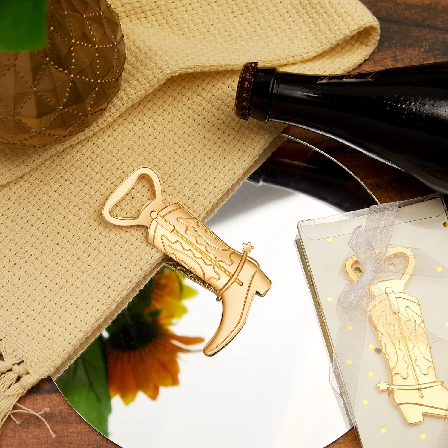 36 Pieces Cowboy Boot Bottle Openers Baby Shower Bottle Opener Favors for Guest Bridal Shower Party Bottle Opener Gifts for Baby Shower Wedding Birthday Party Favor Decoration Supplies (Gold) - Image 5
