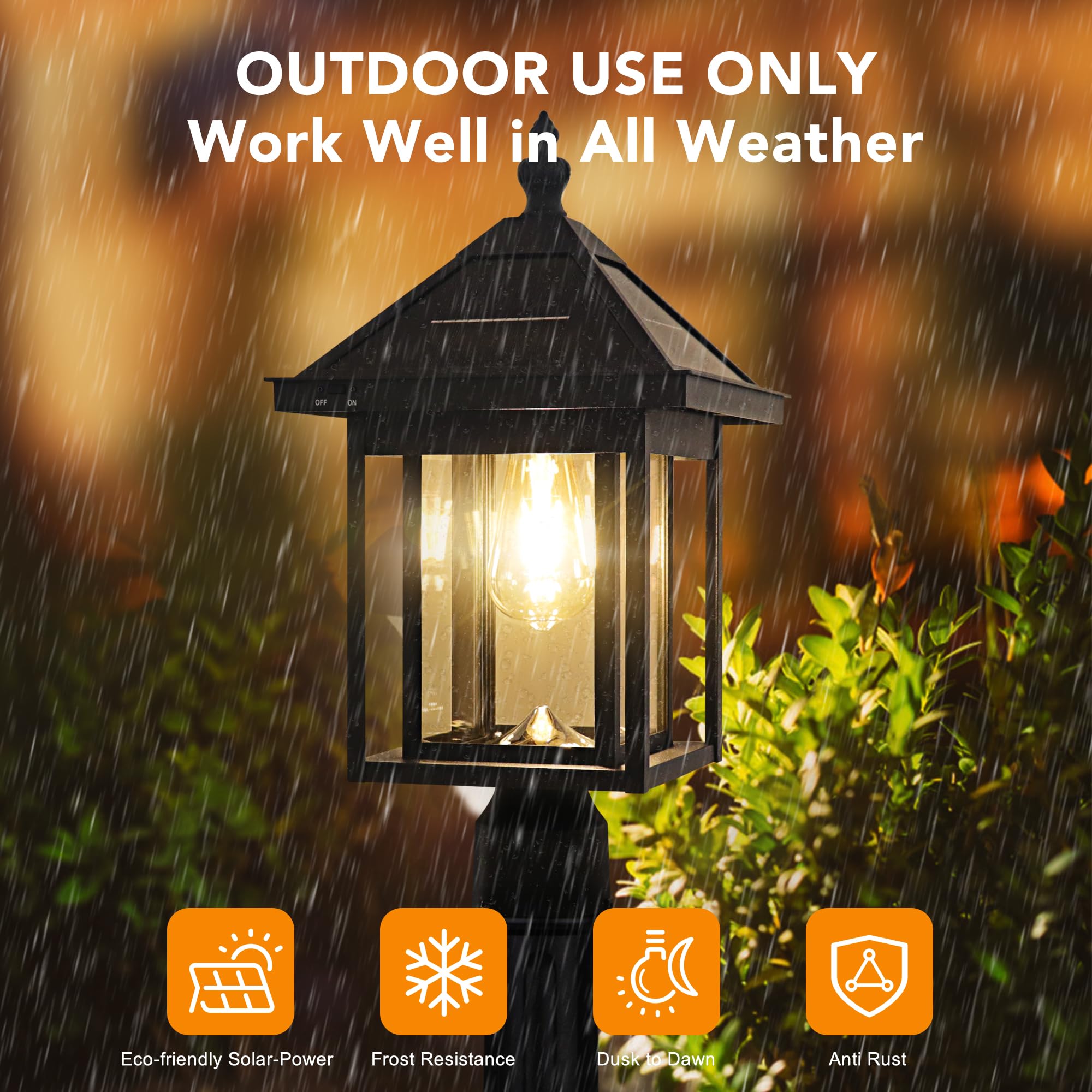 KMC LIGHTING KS101X2 Outdoor Solar Light 2 Pack With 4-Inch Fitter Base For Outdoor Garden Post - View #6