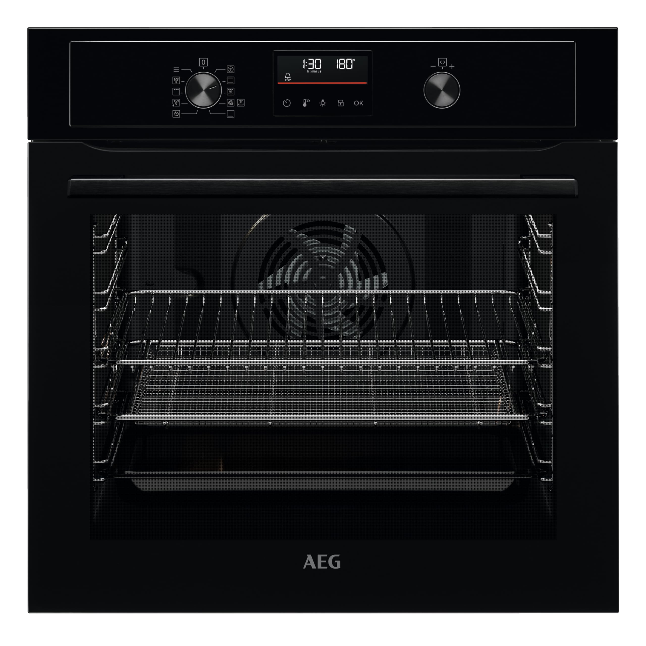 AEG 3000 Series Integrated Oven with AirFry BEX535A61B, 72L, Fast Heat Up, Multilevel Cooking, Turbo Grill, Fan Controlled Defrosting, Aqua Cleaning, LED Light, Built-In 590x560x550mm, Class A+, Black