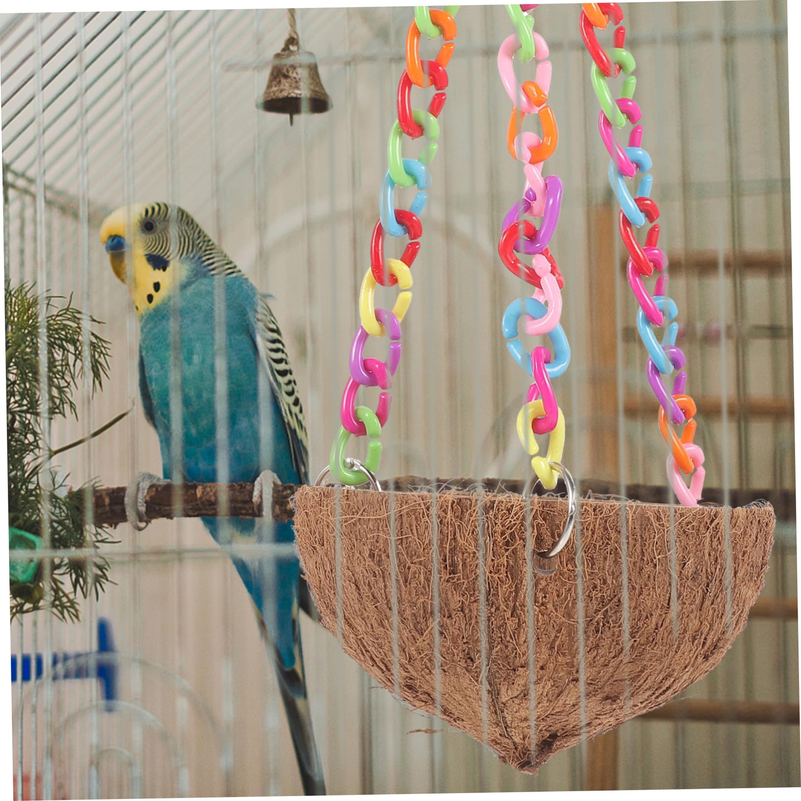 BESPORTBLE Coconut Shell Parrot Hanging Bed Swing Perch Fun Sleeping Nest for Birds Outdoor Bird Swing with Eye Catching Design and Smooth Surface for Parakeets and More Random Color