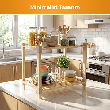 FIX-2015 Masif Ahşap 2 Katlı Çok Amaçlı Açık Raf – Sehpa, Organizer, Kitaplık, İskandinav Stil, Konsol Depolama ve Bitki Standı, Komodin, Salon, Mutfak, Banyo, Yatak Odası
