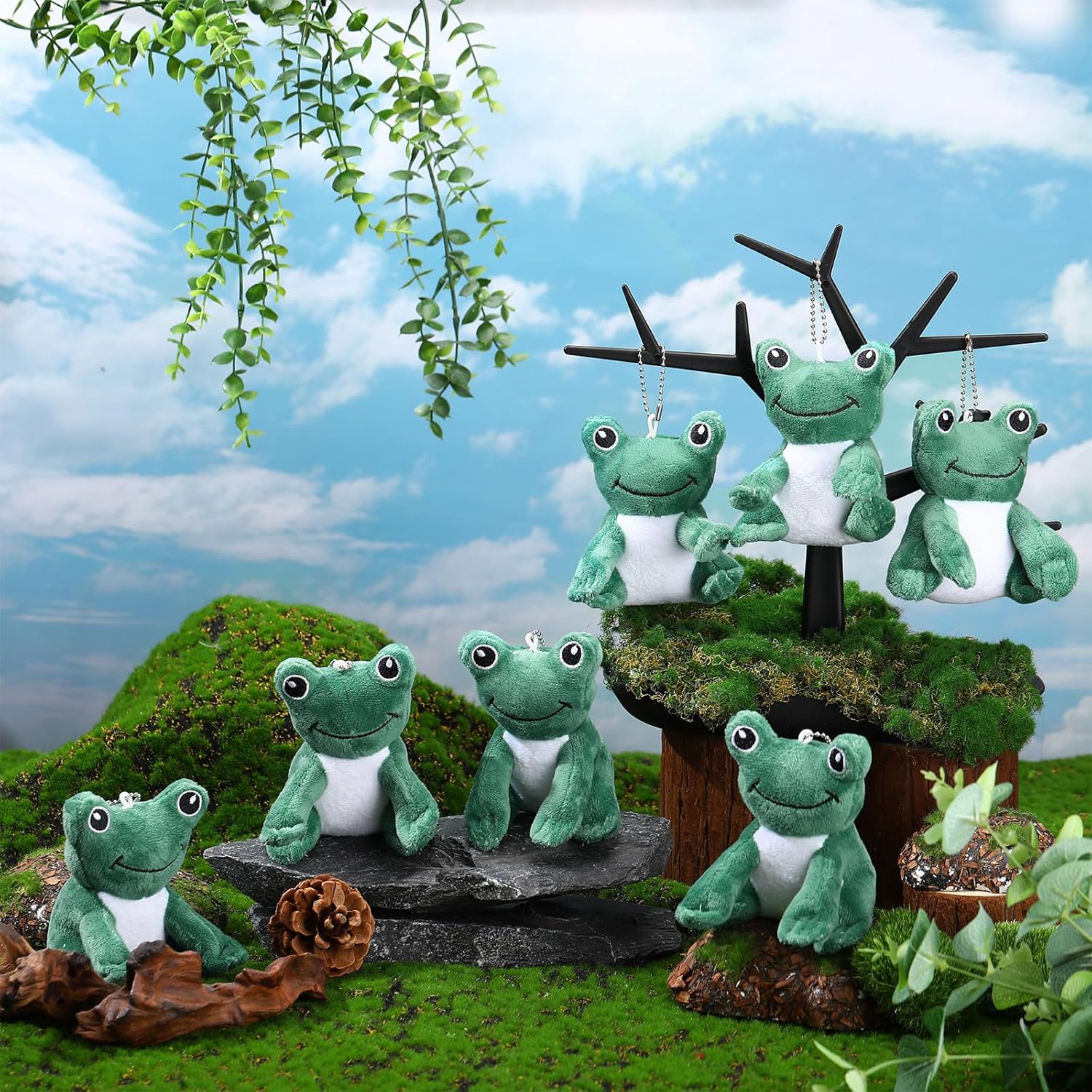 20 Pcs Mini Frogs Stuffed Animal Bulk Valentine's Day Gifts Small Realistic Frogs Ornament for Valentine's Day Birthday Stress Relief Gifts Party Decor