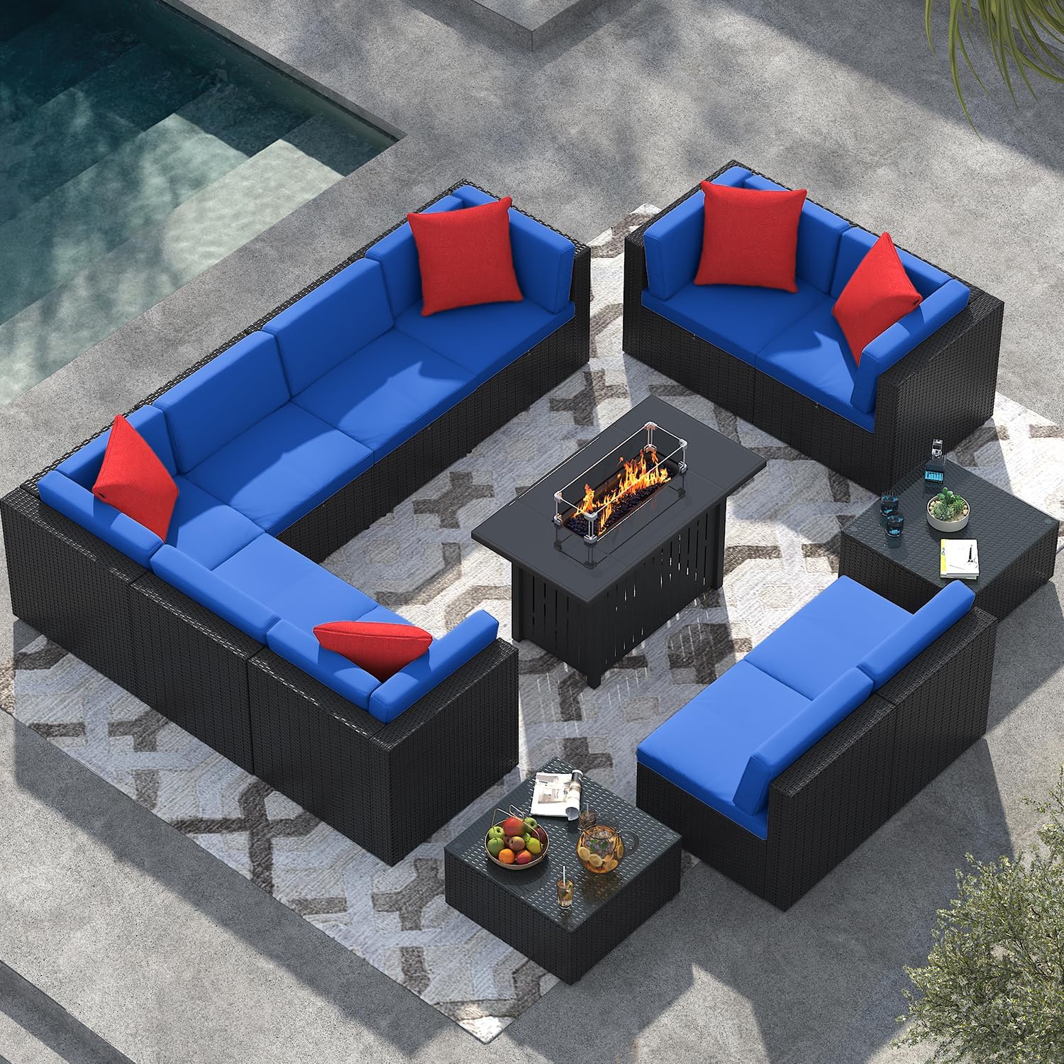 Greesum Patio Furniture Sets 13Pieces Outdoor PE Rattan