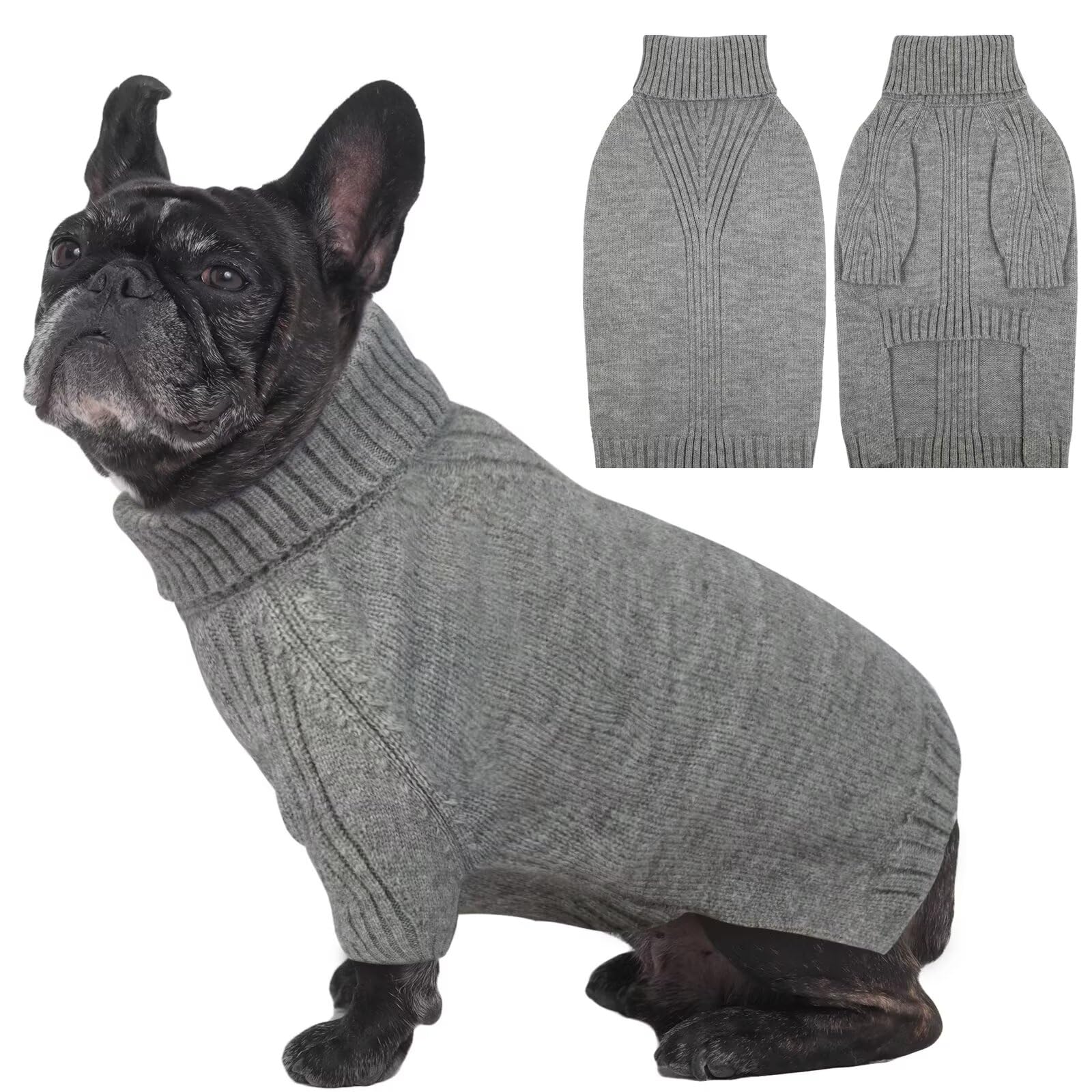 IECOii Dog Jumpers,Large Dog Christmas Jumper Fall Winter Clothing,Turtleneck Thick Warm Boy Girl Dog Jumper,Large Pet Sweater for Big Dogs Corgi French Bulldog Pug Warm Jumper,Doggy Cute Knitwear