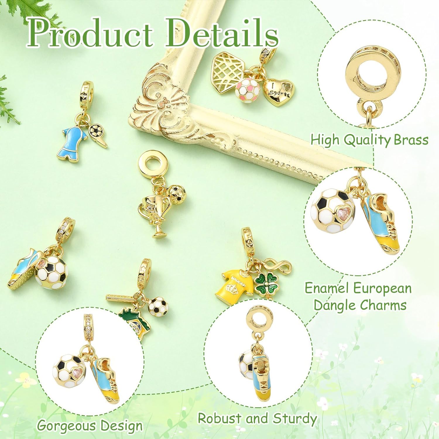 Ipotkitt European Dog Fruit Football Flower Heart Ocean Tree Travel Large Hole Charms for DIY Jewelry Bracelet Necklace Earrings Keychains Decor - Image 3