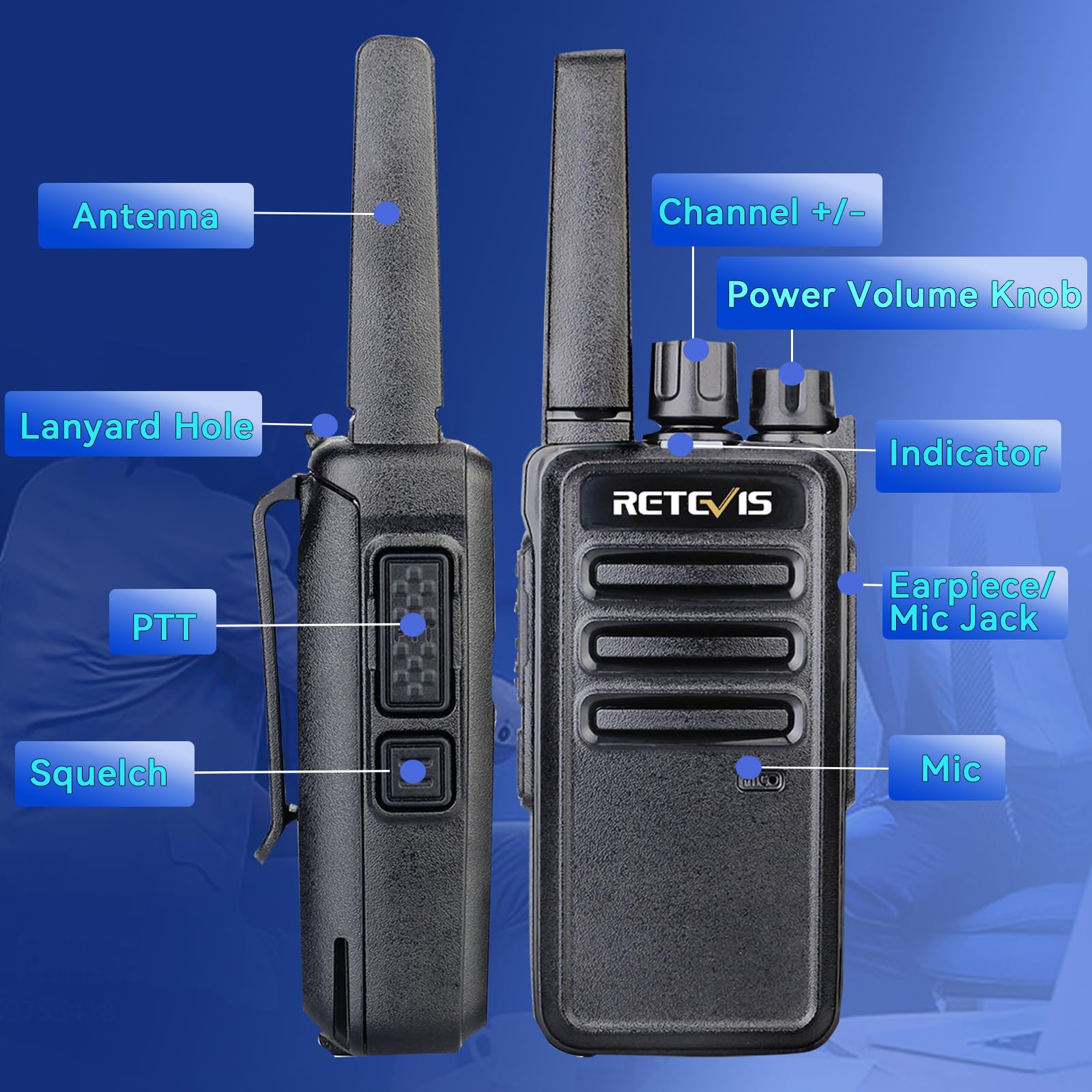 Retevis RT668 Walkie Talkie dla Dorosłych, Profesjonalne Radio Dwukierunkowe z 6-Kierunkową ładowarką, VOX, Wytrzymałe, Krótkofalówki do Szkoły, Restauracji, Ochrony (Czarne, 6 szt)