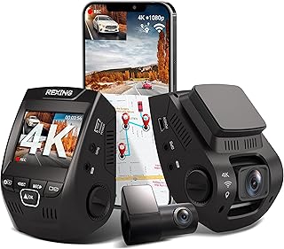 Rexing V1PGW-4K 2.4" LCD 2160p Front + 1080p Rear W/Built-in GPS, Wi-Fi 170° Wide Angle Dual Channel Dashboard Camera Recorder Car Dash Cam with Rear Cam,G-Sensor,WDR,Loop Recording,Mobile App (2022)