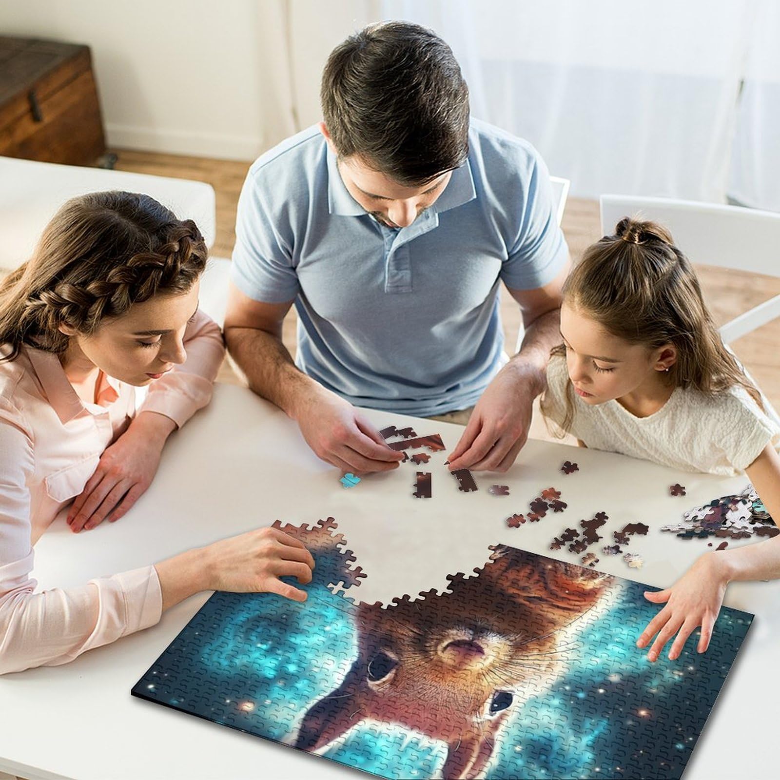 Puzzle Für Erwachsene 1000 Teile – Galaxien & Eichhörnchen Motiv, 67,5x67,5 Cm, Aus Recyceltem Karton, Inkl. Poster
