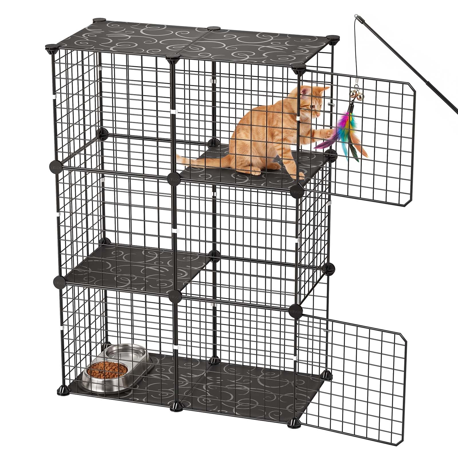 VEVOR Katzenkäfig Katzengehege 3-Stock Katzenauslauf 71,1x35,5x104,1cm