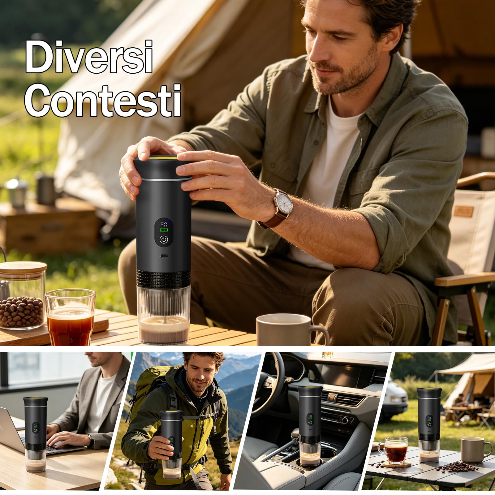 Portable Coffee Maker 3 in 1 Espresso Machine USB-C Mini Electric Hot Water Coffee Maker Compatible with Ness-Preso, Dolce-Gusto and Ground Coffee Capsules