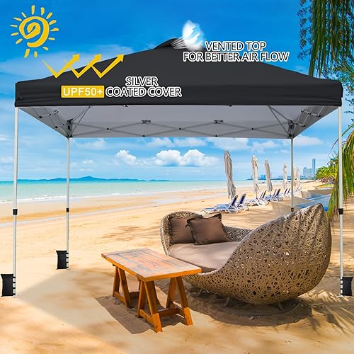 Miniatura 2 de VINGLI Tienda de campaña desplegable de 10 x 10 pies con bolsa de transporte y bolsas de arena, carpa para cenador al aire libre, carpa de fiesta de