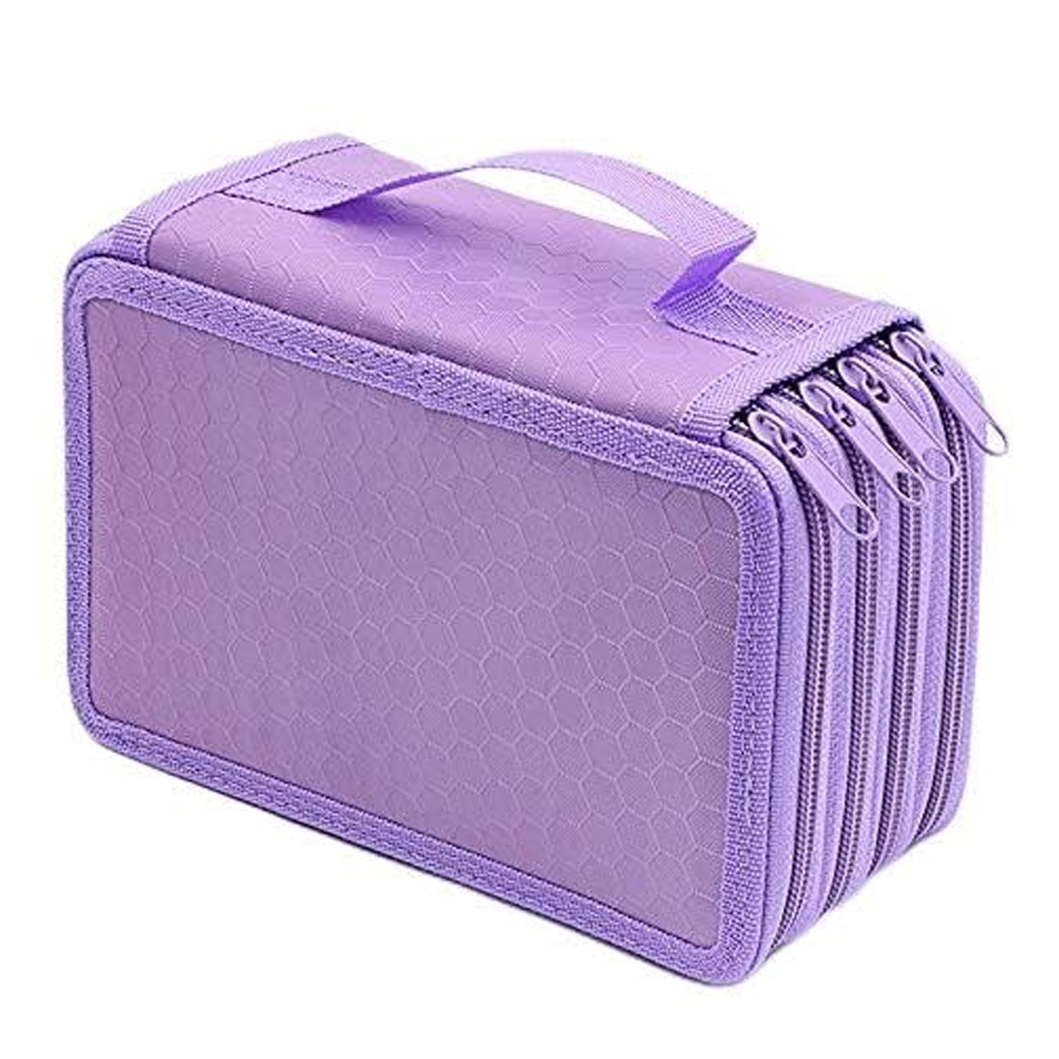 Brain Freezer 72 Slots Pencil Case Handy Multi-Layer Large Zipper Pen Bag with Handle Strap Compatible with Colored/Watercolor Pencils, Gel Pen, Makeup Brush, Small Marker and Sharpener Purple