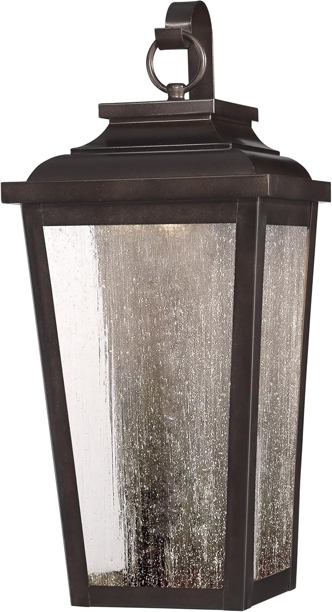 THE GREAT OUTDOORS Irvington Manor 1 Light LED Pocket Lantern in Chelesa Bronze with Clear Seeded Glass