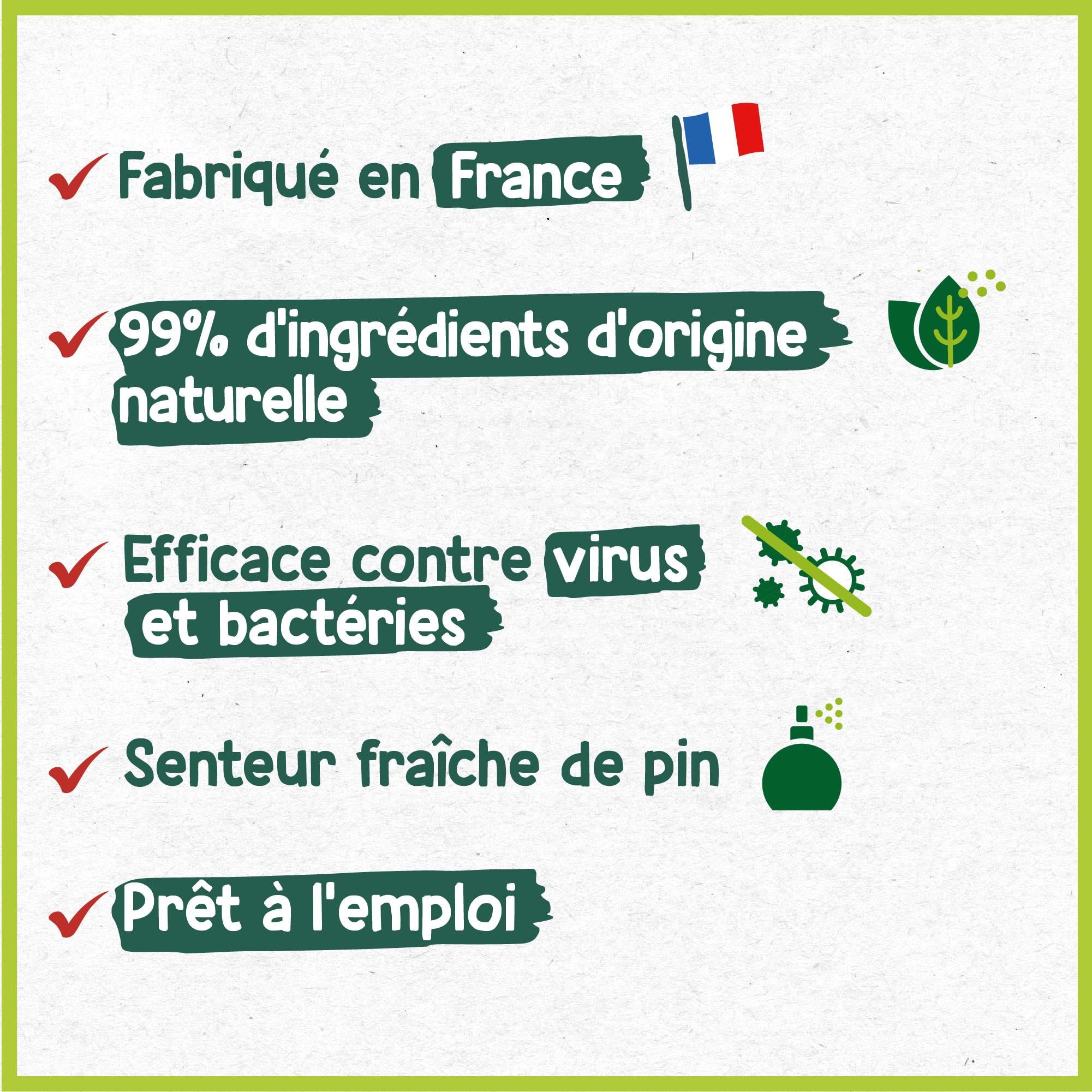 HOPI Spray Désinfectant Multifonctions - Nettoie et Désinfecte toutes les Surfaces - Odeur Fraîche de Pin - Preserve la qualité de l’air - Ingrédients d’Origine Naturelle - Fabriqué en France