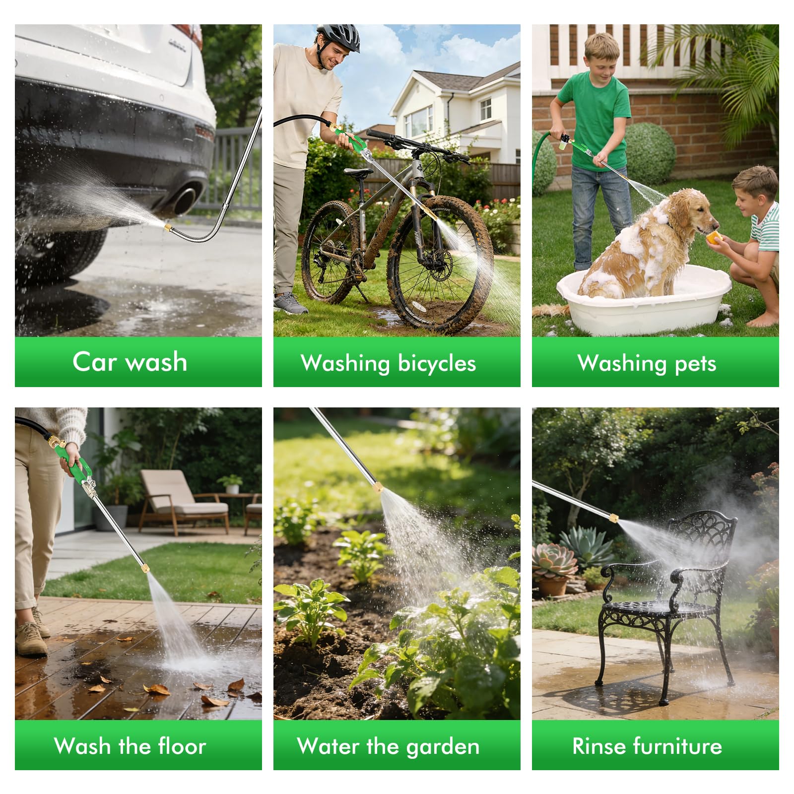 GES Jet Car Washer, Boquilla de Manguera de Alta presión para Limpieza de Ventanas de Vidrio, pulverizador Extensible para el hogar, jardín, Coche, Lavado, manopla de Limpieza y dispensador de jabón