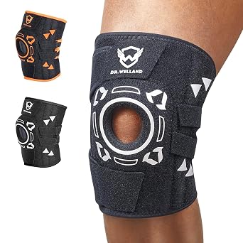 Dr.Wellland Knee Brace with Side Stabilizers -Men & Women Adjustable Knee Support with Patella Gel Pad, Knee Wraps for Arthritis, Meniscus Tear, ACL, MCL Osteoarthritis ,Pain Relief, Working, Gray, XX-Large